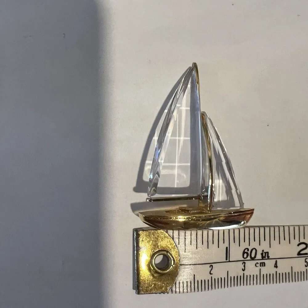 Swarovski Crystal Memories Sailboat Gold Tone Mini Boat Figurine 1.75”